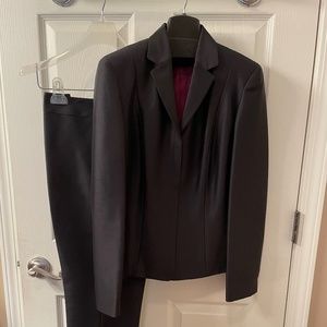 Ann Taylor 100% Silk Pantsuit Lined Black Jacket 6 Pants 4